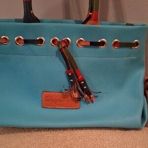 Dooney & Bourke Blue Leather Tote Bag